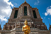 Bangkok Wat Arun - One porch attached to the Phra Prang with statue of the Buddha in front.  